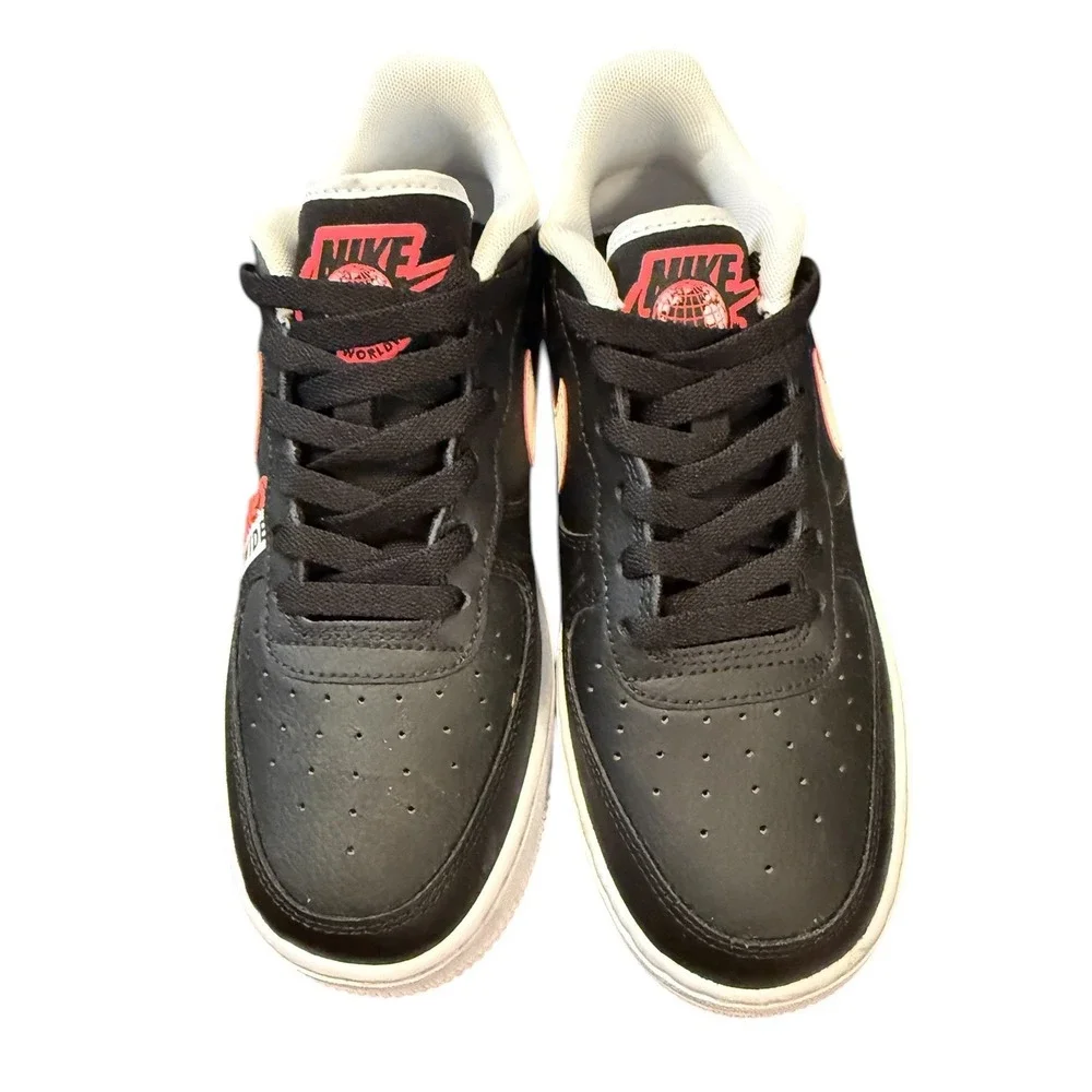Nike Air Force 1 LV8 Worldwide Kids‎ 6Y Black Crimson CN8536-001 Low Top